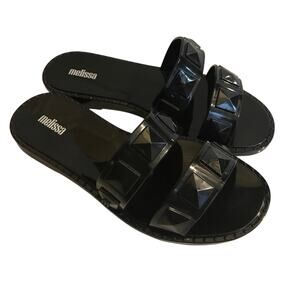 Melissa Lucy Jelly Slide Sandal Womens 7 Black Studded Double Strap